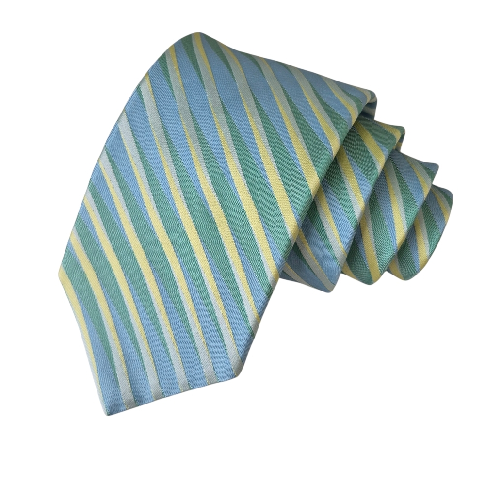 Ted Baker 100% Silk Tie Green Blue Yellow Formal Made In USA